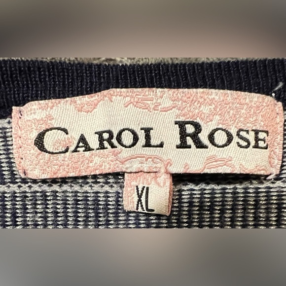 CAROL ROSE Womens Striped Asymmetrical  Long Sleeve Top Blouse Top Medium - Picture 5 of 7